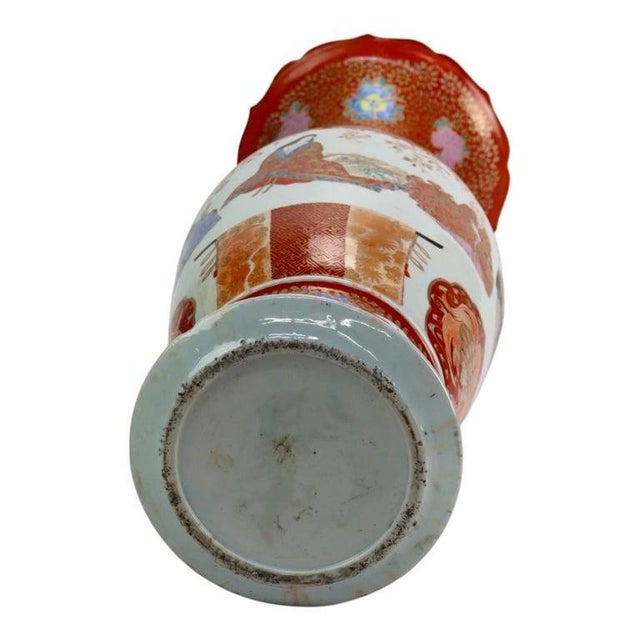 Red Antique Japanese Kutani Hand Painted Porcelain Floor Vase 19thC For Sale - Image 8 of 11