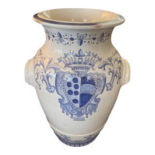 Italian Majolica Medici Crest Vase For Sale