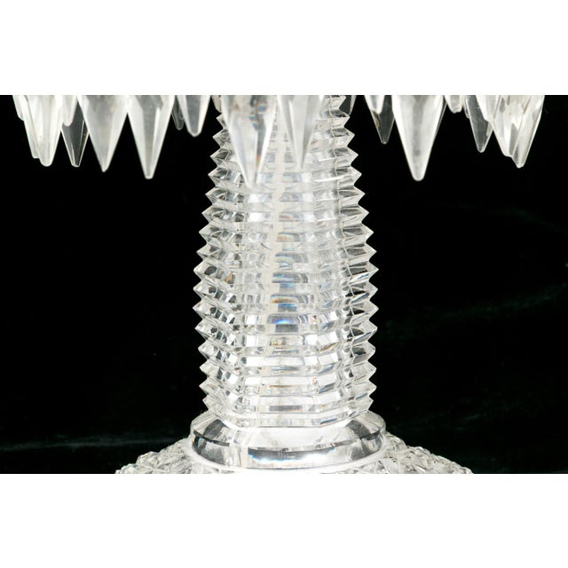 Antique American Brilliant Period Cut Glass Mushroom Lamp With Crystal Prisms This breathtaking table lamp is a premier...