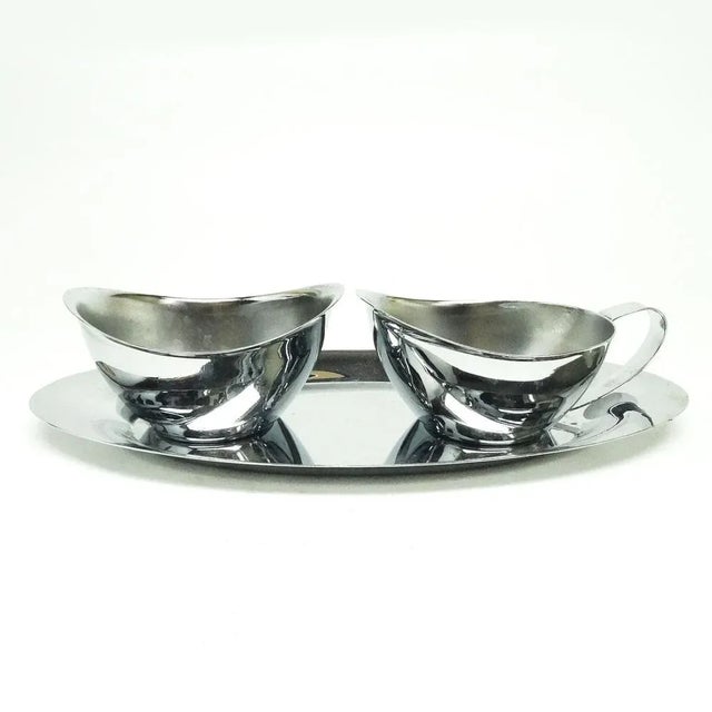 Metal Pop-Art Sugar Bowl and Milk Jug, Sweden, 1960s, Set of 3 For Sale - Image 7 of 7