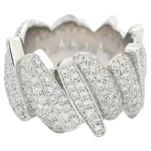 Fred of Paris Pavé Diamond Band Ring in 18K White Gold, 2.18 Carats