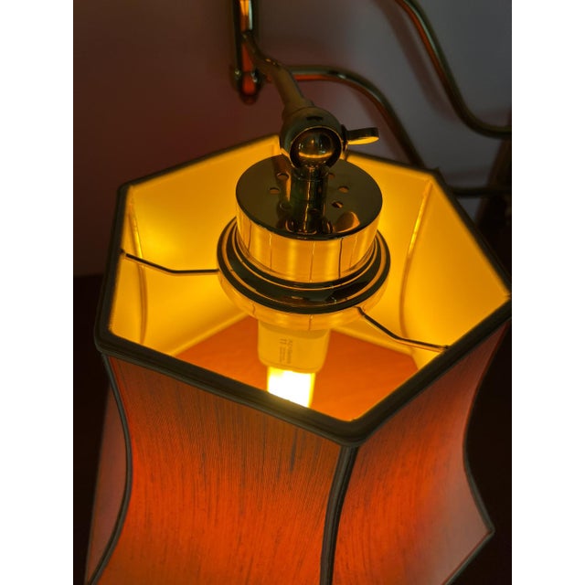 Gold Mid-Century Brass Wall Light with Adjustable Swing Arm and Off-White Lampshade For Sale - Image 8 of 13