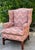 Vintage American Flamestitch Wingback Chair + Ottoman For Sale - Image 4 of 11