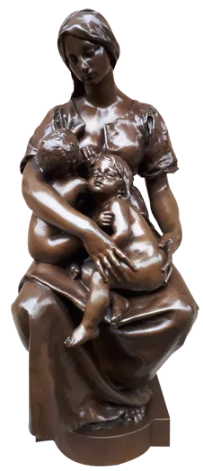 Bronze Sculpture of a Breastfeeding Mother by Paul Dubois, 1800s