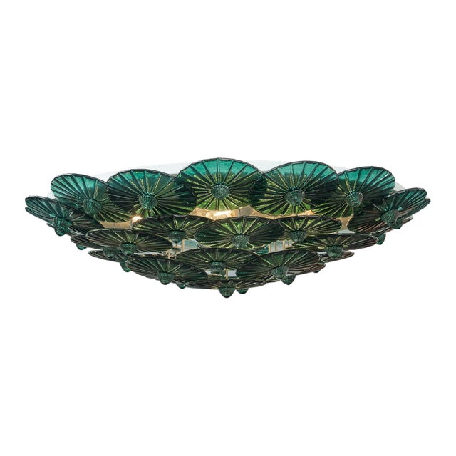 2020s Deep Teal Venetian Glass Flush Mount by Carlo Nason, Murano, Italy For Sale - Image 5 of 9