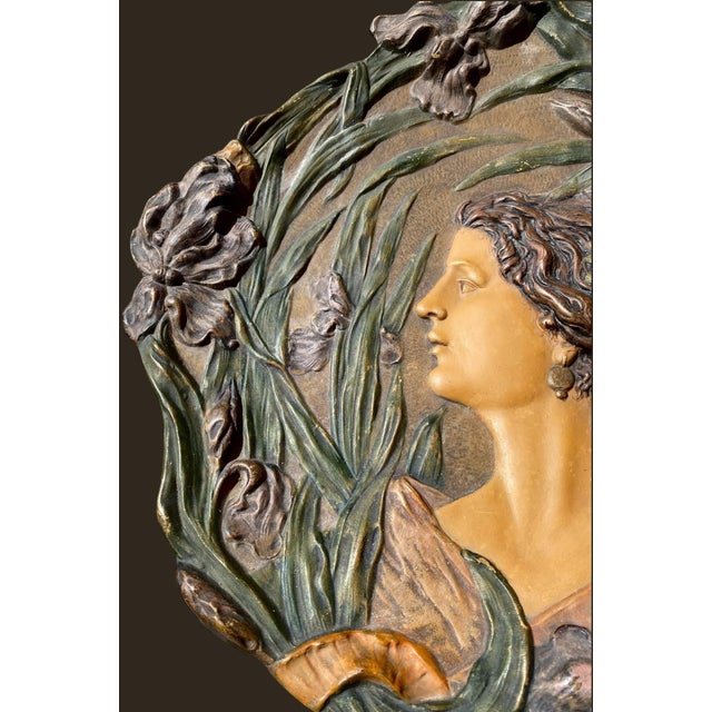 Art Nouveau Austrian Art Nouveau Relief Porcelain Wall Charger, C. 1905 For Sale - Image 3 of 16