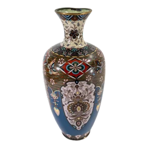 20th Century Japanese Cloisonne Enamel Vase With Floral Design, Damaged