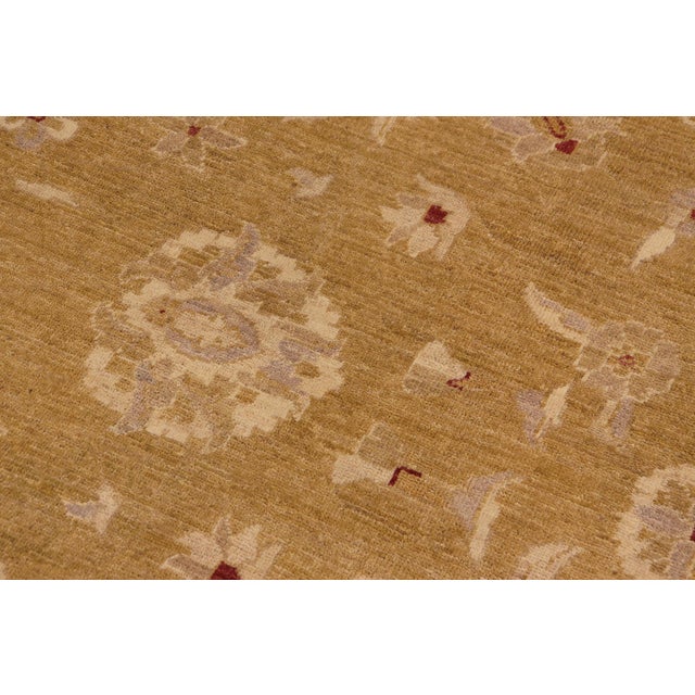 Classic Ziegler Green Tan Hand-Knotted Wool Rug - 9'0'' X 11'9'' For Sale In New York - Image 6 of 8