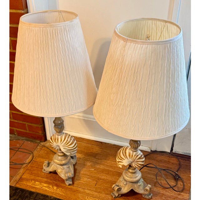 Mid 20th Century Nautilus Shell Table Lamps - a Pair For Sale - Image 6 of 12