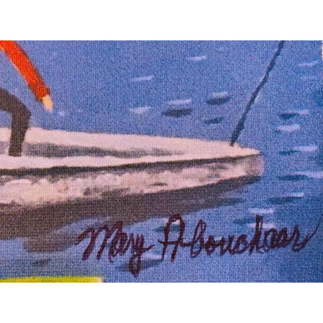 Late 20th-Century Giclée Signed Print on Canvas of Sailboats on Lake Geneva For Sale - Image 10 of 12