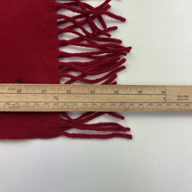 Yves Saint Laurent Red Solid 100% Wool Scarf For Sale - Image 9 of 9