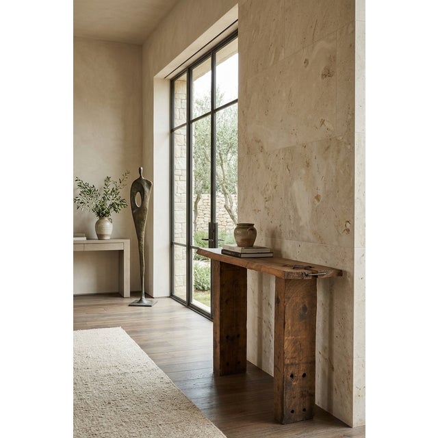 Brutalist Wood Console Table, 1970, in Very Good conditions. Designed 1970 to 1979