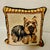We love this whimsical tapestry pillow with a Yorkshire Terrier Dog on two sides. The dog image is accented with a striped...