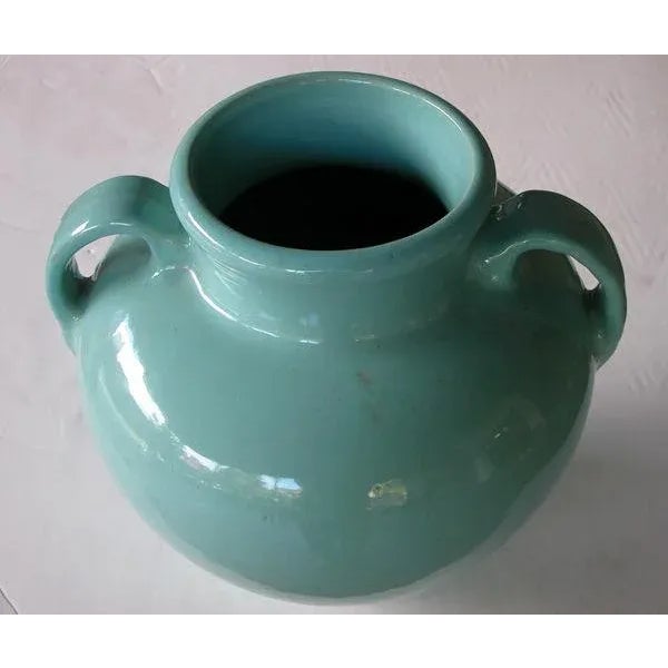 Rustic A Large-Scaled American Pottery Aqua-Glazed Urn For Sale - Image 3 of 5