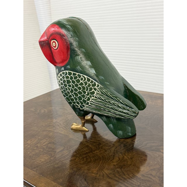 Design Plus Gallery presents a Hand-Painted Owl Figurine. The vintage Sudha figurine is a folk-art collectible from India...