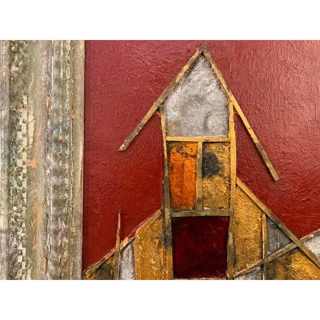 2010s Andrea Stella "The Magical Village" Gold Leaf Oil Mixed Media Painting, Landscape, Italian Contemporary Art, 2010 For Sale - Image 5 of 9
