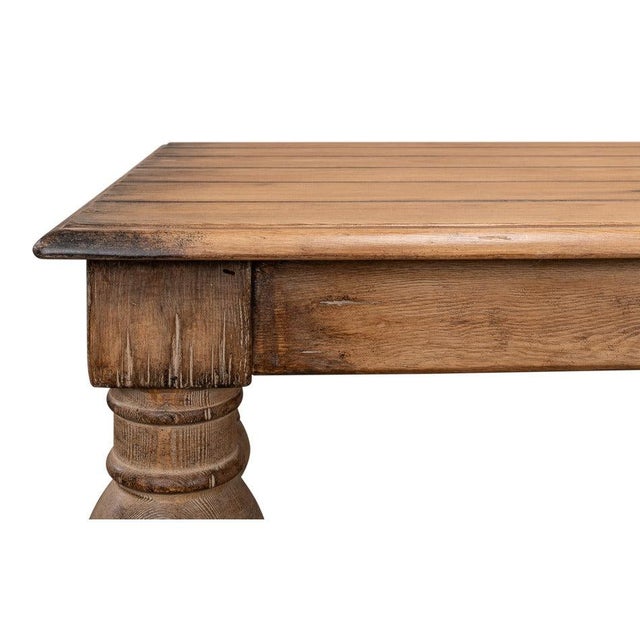 Farmhouse Dining Table in Reclaimed Pine with Turned Legs For Sale - Image 11 of 12
