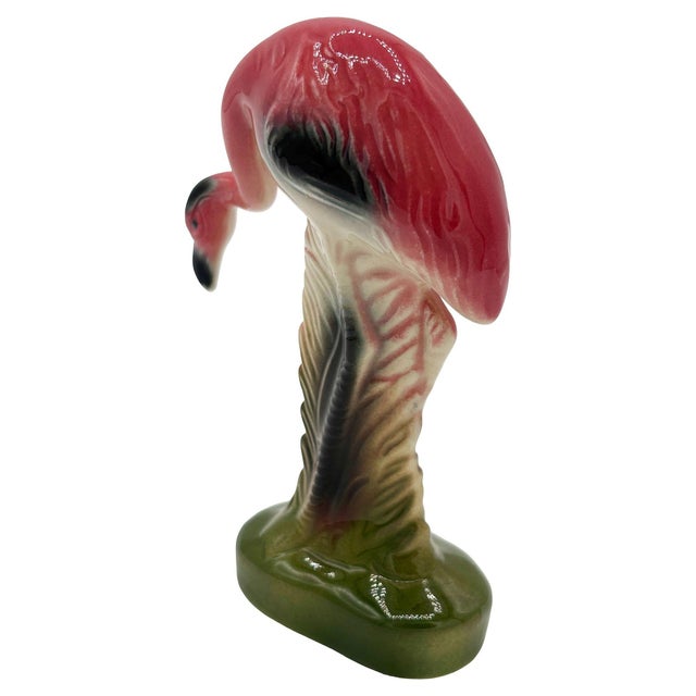 1950s Mid 20th Century California Pottery Ceramic on the Prowl Pink Flamingo Figurine For Sale - Image 5 of 10