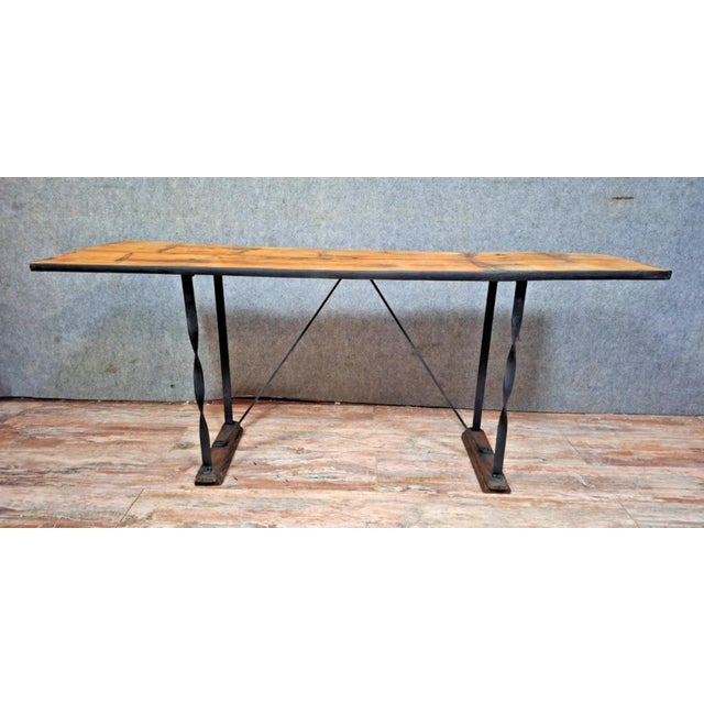 Brown 20th Century Industrial Console Table For Sale - Image 8 of 8