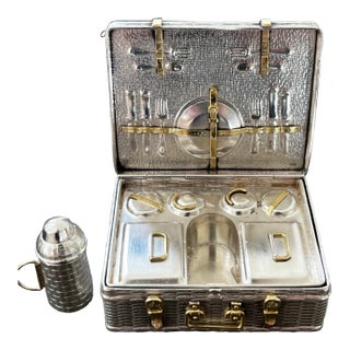 1990s Sterling Silver Miniature Picnic Hamper Pillbox For Sale