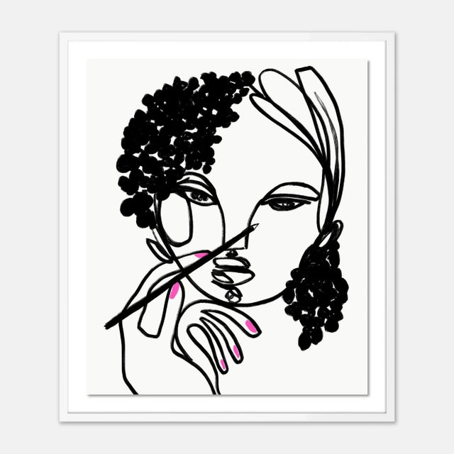Annie Naranian Draw Me by Annie Naranian in White Frame, Medium Art Print For Sale - Image 4 of 4