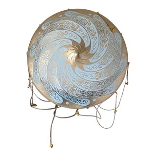 Early 21st Century Fortuny Scudo Saraceno Classico Light Blue Silk Lamp For Sale