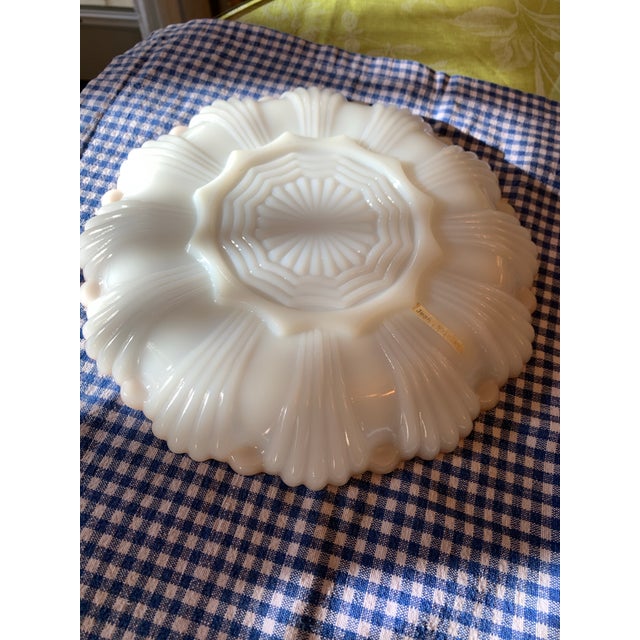 1950s Vintage Anchor Hocking Milk Glass Deviled Egg Plate For Sale - Image 5 of 11