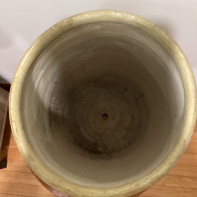 Vintage Large Aged Finish Planter Roseville Style With Molded Grape and Leave Relief Design For Sale - Image 4 of 12