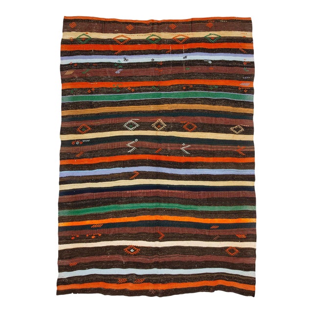 Stripoed Vintage Kilim Rug For Sale