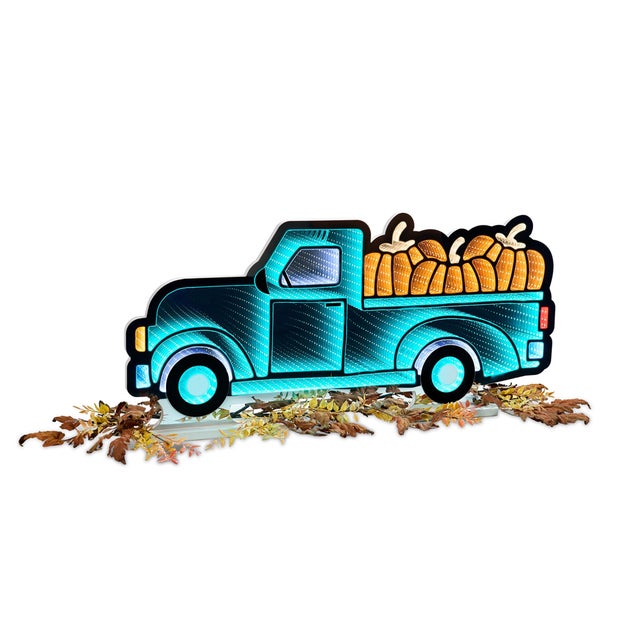 Kenneth Ludwig Chicago Pickup Truck with Pumpkins Ekkolight 35"L For Sale - Image 4 of 4
