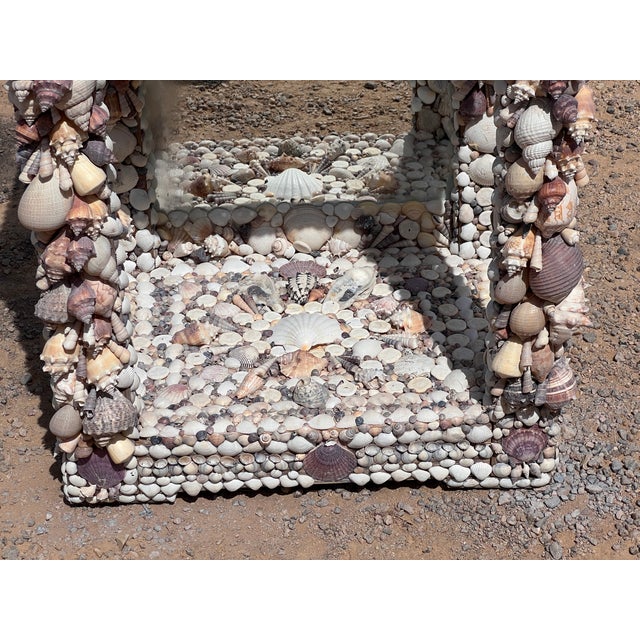 Pair of Italian Baroque Grotto Style Mirrored Console Seashell End Tables For Sale - Image 9 of 10