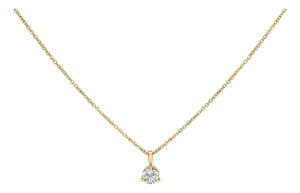 14K Yellow Gold 3/8 Cttw 3 Prong Martini Set Round Diamond Solitaire Pendant Necklace (G-H Color, SI2-I1 Clarity) - 18" Inches