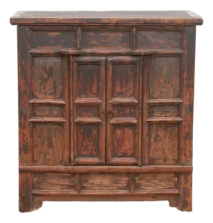 Antique Provincial 2 Door Rustic Asian Cabinet
