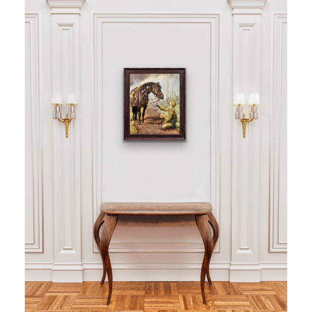 Elin Sian Blake, Black Bay Horse, WWI, 21st Century, Oil on Canvas For Sale - Image 13 of 18