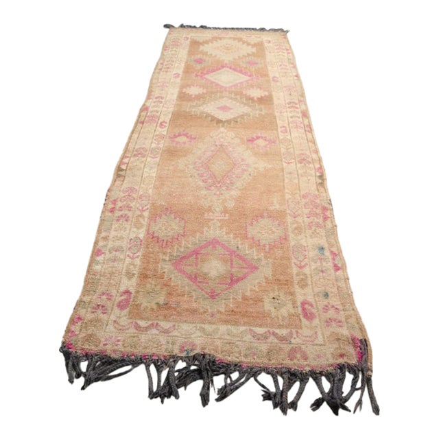 Oushak Antique Wool Hallway Runner Rug For Sale