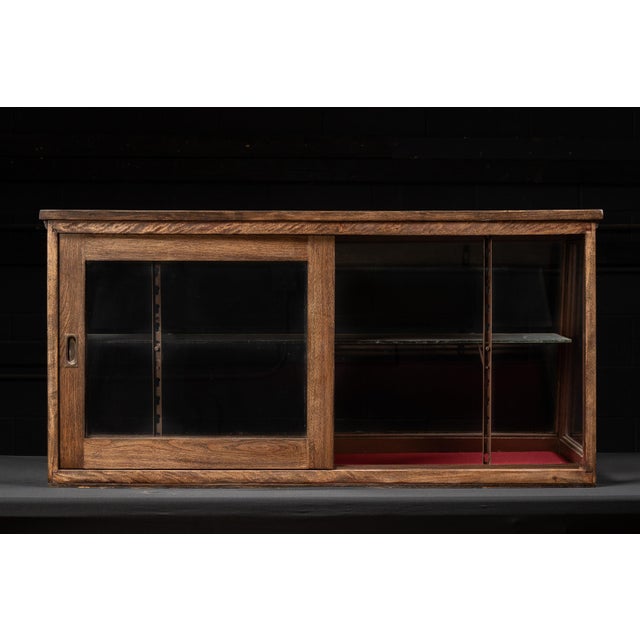 Wood Antique Two-Tier Oak and Glass Display Case For Sale - Image 7 of 15