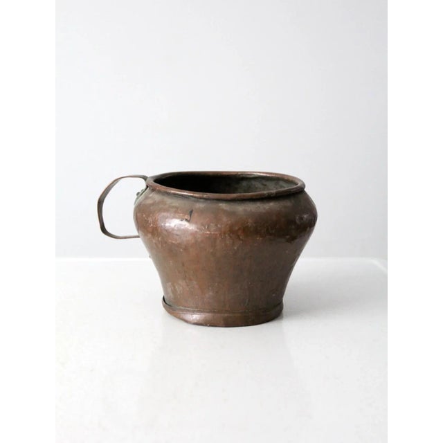 Farmhouse Antique Copper Jug Pot For Sale - Image 3 of 13
