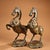 Metal Pair of Vintage Bronze Galloping Horses – Gold Inlaid Figures on Stands For Sale - Image 7 of 10