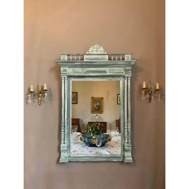 Wood 19th Century Neo-Renaissance Mirror in Patinated Wood For Sale - Image 7 of 8