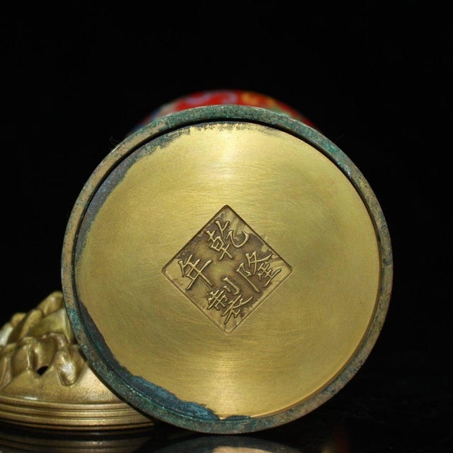 Late 19th Century Cloisonné Enamel Censer With Mountain Lid, 990g For Sale - Image 9 of 9