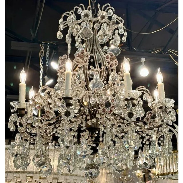 Italian Beaded Crystal and Amethyst Flower Chandelier For Sale - Image 11 of 11