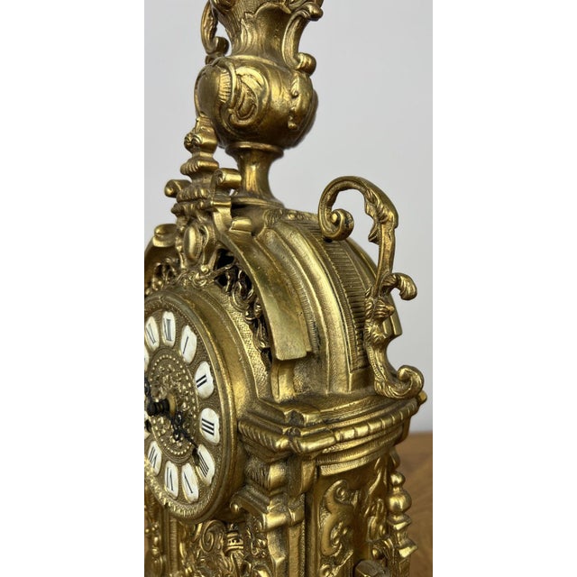 Vintage Style Brass Ornate Mantel Clock For Sale - Image 11 of 17