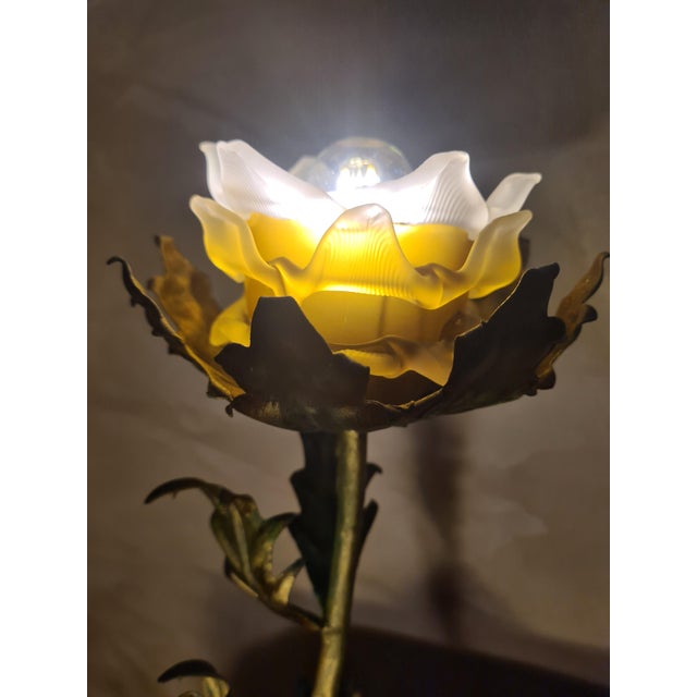 Bronze Patinated Steel Lamp with Amber Glass Shade, 1975, in Flawless conditions. Designed 1960 to 1969 European Plug (up...