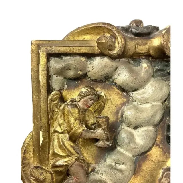 Spanish Colonial Carved Polychrome Wood Panel 18th Century For Sale In Tampa - Image 6 of 8
