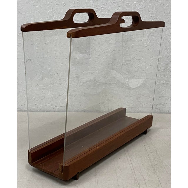 Ernest Sohn Siamese Teak & Acrylic Magazine Holder c.1960 16" wide x 6" deep x 14.5" high Good vintage condition.