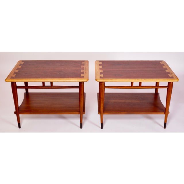 Mid-Century Modern 1960s Pair Mid Century Modern Lane Acclaim Dovetail End Tables Design by Andre Bus for Lane Furniture For Sale - Image 3 of 12