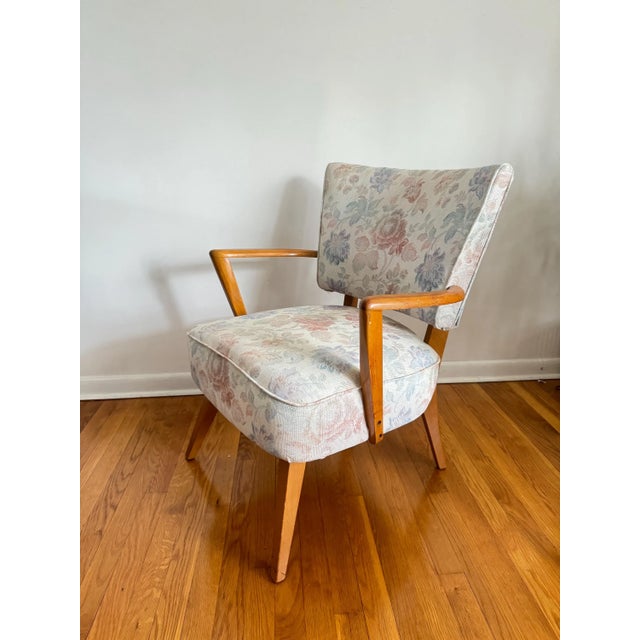 Late 20th Century Vintage Mid Century Modern Armchair With Floral Upholstery For Sale - Image 5 of 7