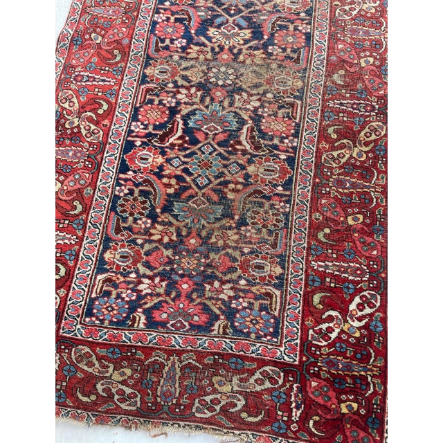1920's Antique Halvai Bidjar Boteh Border With Lime Green Runner Rug 3.6 X 17.7 For Sale - Image 12 of 12