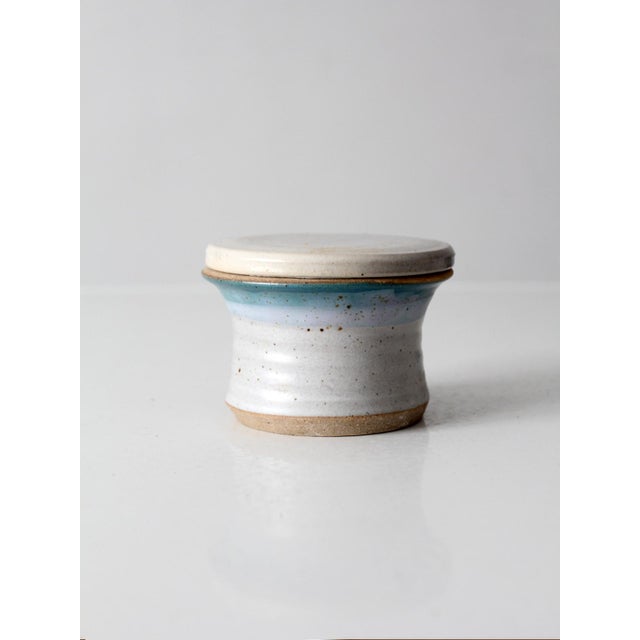 Contemporary Vintage Handmade Studio Pottery Butter Keeper For Sale - Image 3 of 15