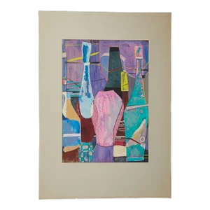 MCM Abstract Acrylic Painting Bottles James Tucker 1954